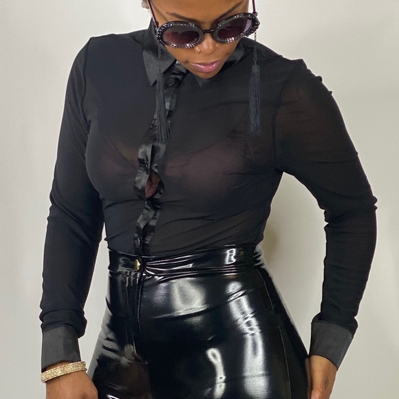 Sheer tuxedo thong bodysuit - Picture 2 of 3